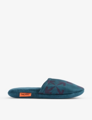 Off-white Arrow-print Silk Slippers In Dark Irish Aubergine