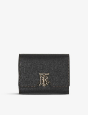 BURBERRY: Brand-plaque contrast-stitch grained-leather wallet
