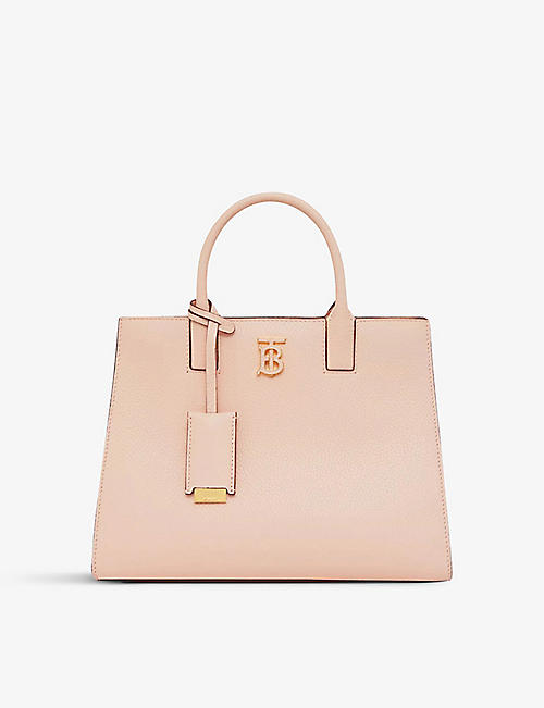 BURBERRY: Frances mini grained-leather tote bag