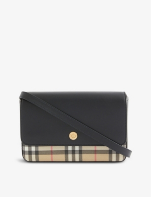 BURBERRY - New Hampshire coated canvas and leather clutch 