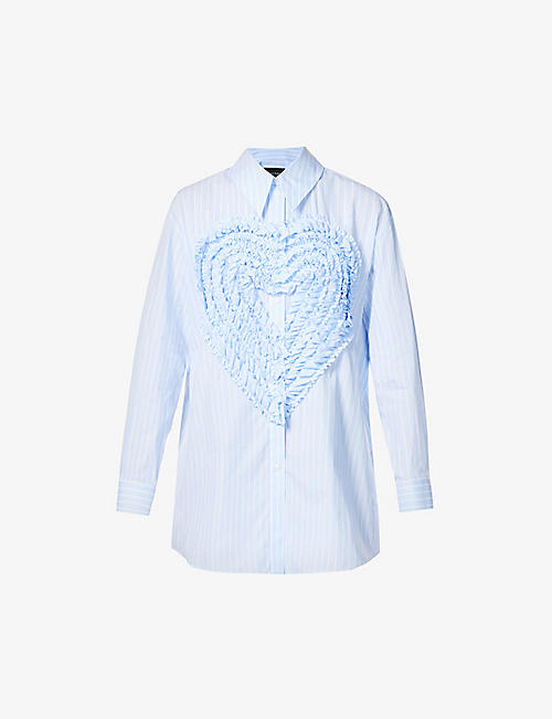 SIMONE ROCHA: Striped ruffle-heart cotton shirt