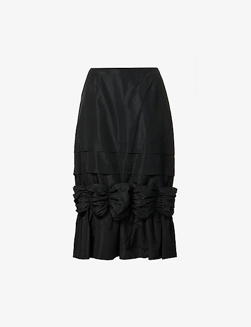 SIMONE ROCHA: Ruched tiered woven midi skirt