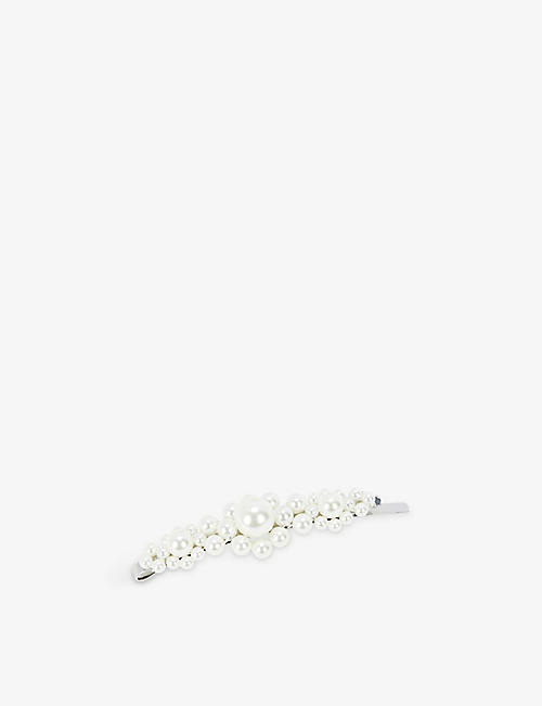 SIMONE ROCHA: Flower bead-embellished resin and brass hair clip