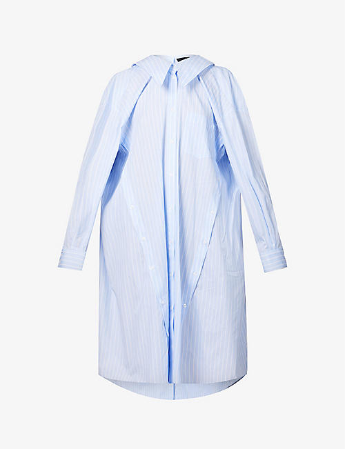 SIMONE ROCHA：条纹四袖设计棉质中长衬衫式连衣裙