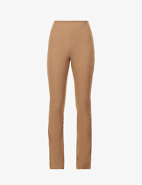 HOUSE OF CB: Laurel darted-back straight-leg high-rise stretch-woven trousers