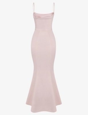 House Of Cb Violette Slim-fit Fishtail-hem Woven Maxi Dress In Blush