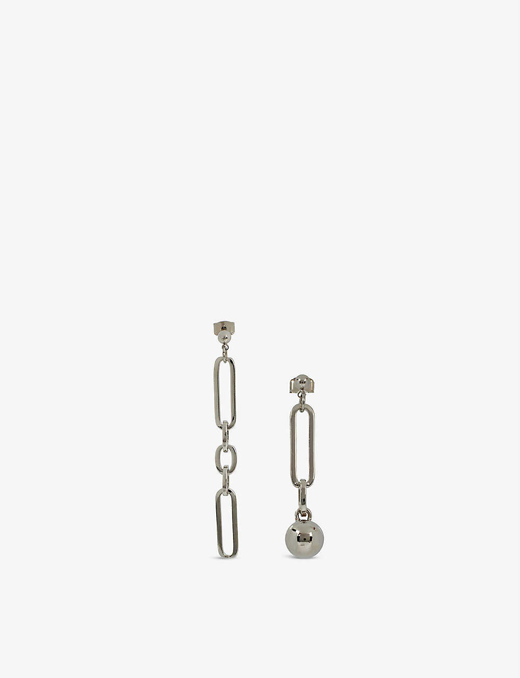 Justine Clenquet Ali Asymmetrical Silver-toned Brass Earrings In Palladium