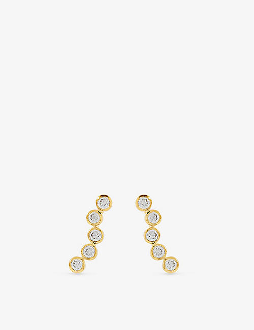 DAPHINE: Lu 18ct yellow gold-plated brass earrings