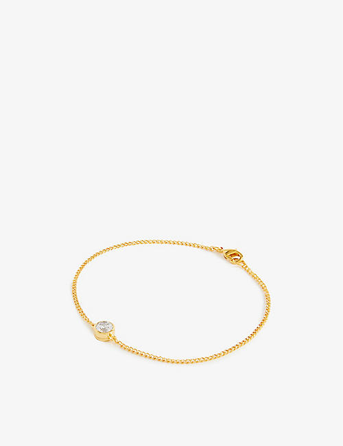 DAPHINE: Cleo 18ct yellow gold-plated brass and cubic zirconia bracelet