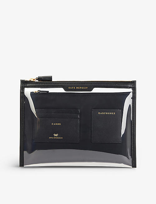 ANYA HINDMARCH: Labelled logo-embossed recycled-nylon safe deposit case