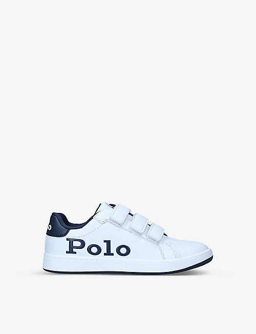 POLO RALPH LAUREN: Heritage Court logo-embossed faux leather trainers 4-8 years
