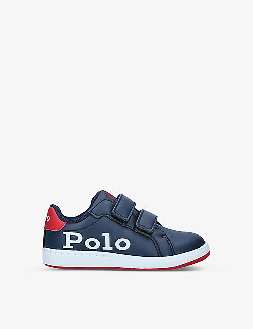POLO RALPH LAUREN: Heritage Court logo-embossed faux leather trainers 1-4 years