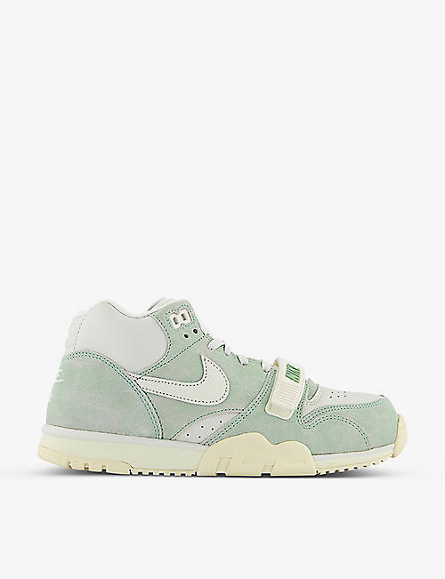 NIKE: Air Trainer 1 buckled-strap suede and leather mid-top trainers