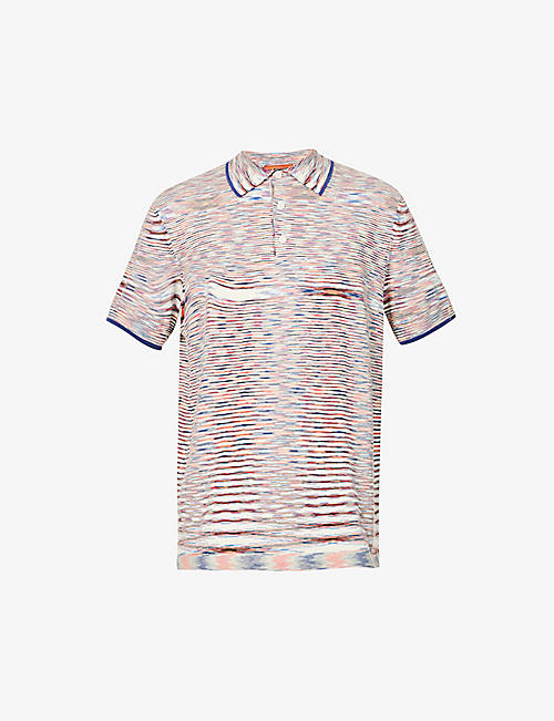 MISSONI: Space-dyed contrast-trim regular-fit cotton-knit polo shirt