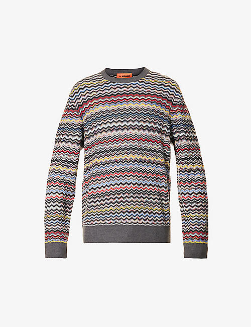 MISSONI: Geometric-print relaxed-fit wool jumper