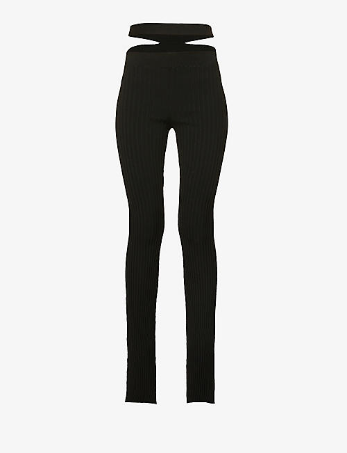 ANDREADAMO: Cut-out flared mid-rise knitted trousers