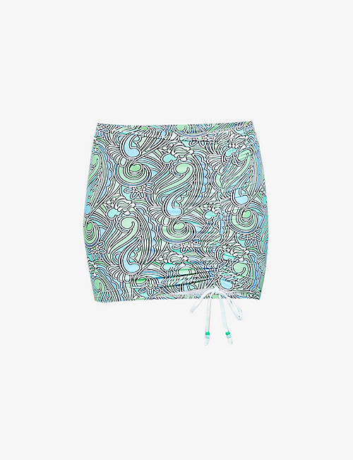 VDM THE LABEL: Natalie abstract-print swim skirt