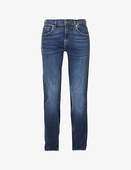 7 FOR ALL MANKIND: Standard straight-leg mid-rise stretch-denim jeans