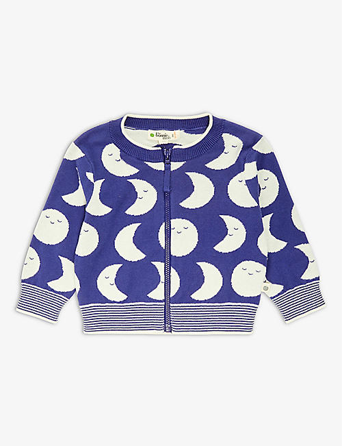 BONNIE MOB: Tiree moon-print organic cotton-knitted sweatshirt 6-24 months