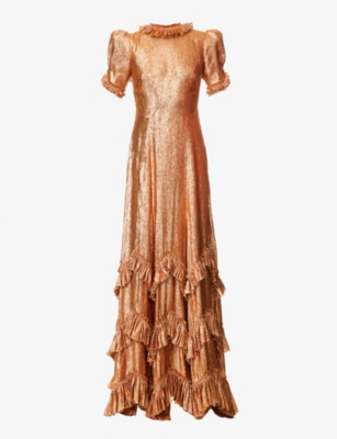 vampires wife gold dress THE VAMPIRE'S WIFE - The Sky Rocket metallic wool-blend maxi dress