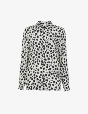 Whistles Brushed Dalmatian Print Shirt In Black/white