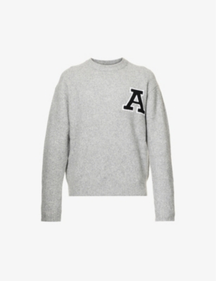 Team logo-appliqué relaxed-fit wool-blend jumper