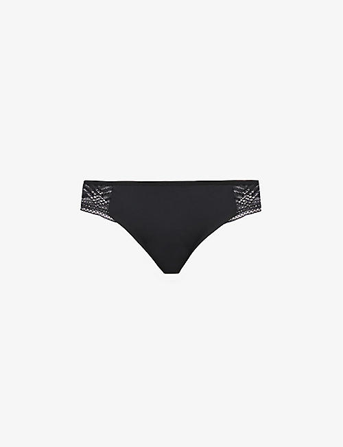 PASSIONATA: Ondine sheer-panel mid-rise stretch-lace briefs