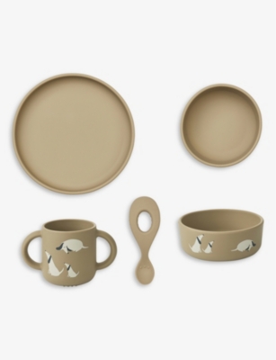 LIEWOOD: Vivi dog-print silicone tableware set of four