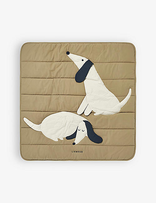 LIEWOOD: Glenn dog-embroidered organic-cotton blanket
