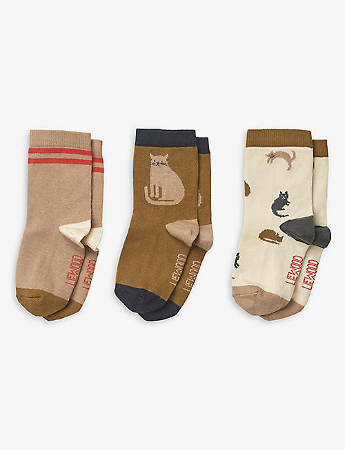 LIEWOOD: Silas graphic-print stretch-cotton blend socks set of three 0-12 months