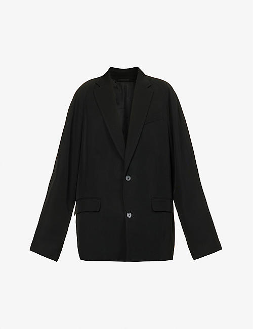 BALENCIAGA: Raglan-sleeve padded-shoulder oversized-fit woven jacket