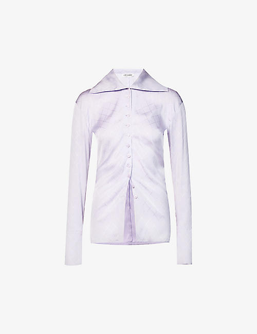 LOW CLASSIC: Sailor geometric-pattern regular-fit silk shirt