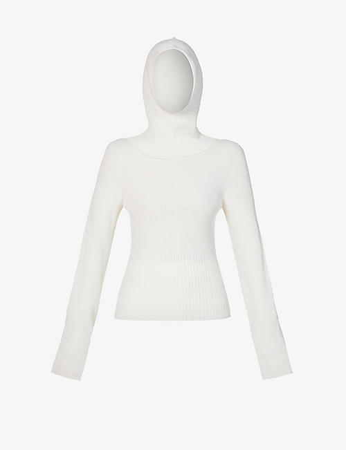 LOW CLASSIC: Slim-fit hooded knitted wool top