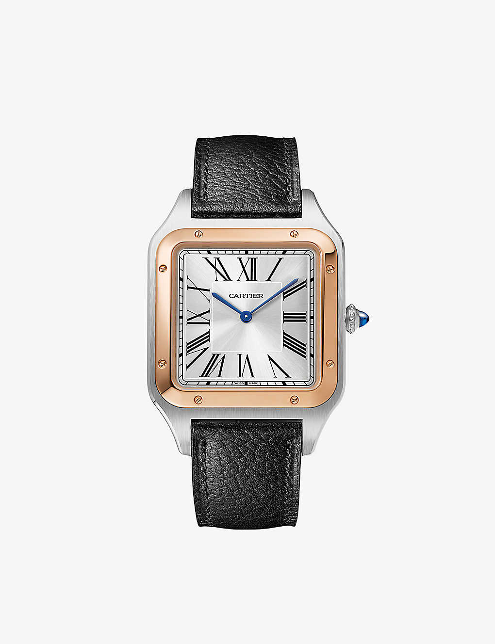 Cartier Mens Rose Gold & Steel Crw2sa0021 Santos-dumont Extra-large Stainless-steel And Leather Mech