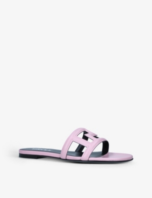 VERSACE Greca caged leather sliders