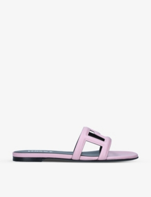 VERSACE Greca caged leather sliders