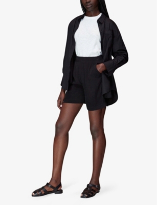 WHISTLES: Round-neck frilled-sleeve cotton T-shirt