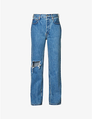 STILL HERE: Childhood brand-embroidered straight-leg high-rise jeans