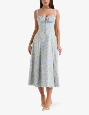 HOUSE OF CB: Carmen sleeveless cotton-blend midi dress