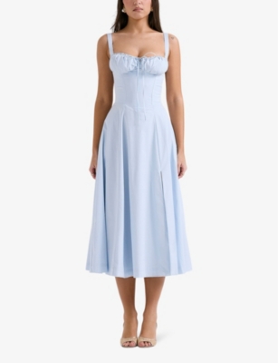 HOUSE OF CB: Carmen sleeveless cotton-blend midi dress