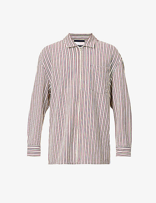 TOMMY HILFIGER X MARTINE ROSE: Striped zip-up relaxed-fit cotton-jersey shirt