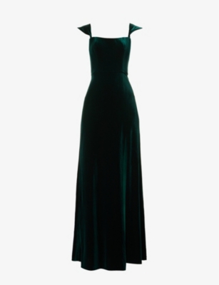 Jenny Yoo Issa Off-shoulder Velvet Maxi Dress In Emerald