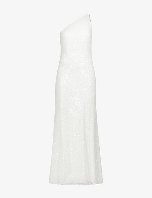 JENNY YOO: Zara one-shoulder sequin gown