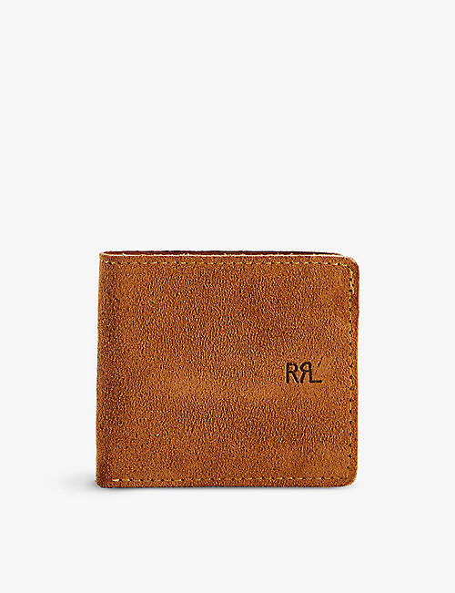 RRL: Brand-debossed contrast-stitch suede wallet