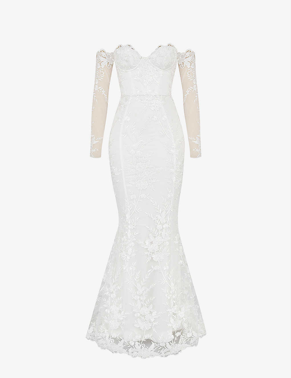 House Of Cb Isabelle Floral-lace Bridal Gown In White