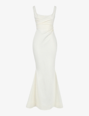 HOUSE OF CB: Emilie cowl-neckline satin bridal gown