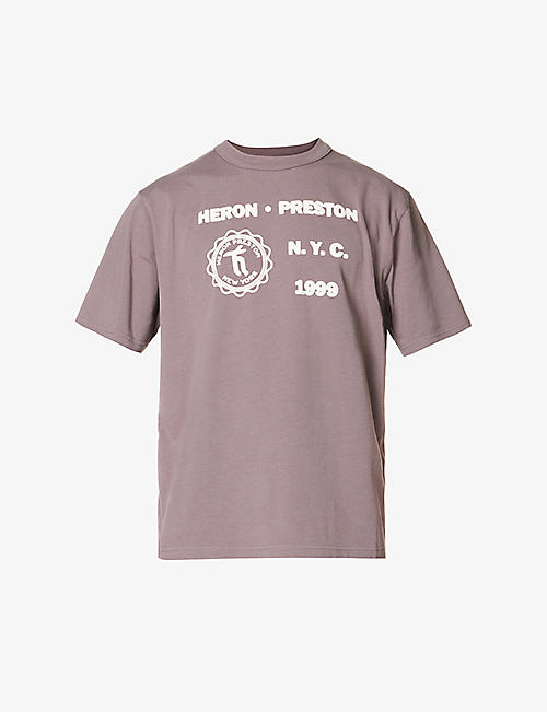 HERON PRESTON: Medieval Heron graphic-print relaxed-fit cotton-jersey T-shirt