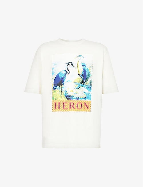 HERON PRESTON：Halftone Heron 图案印花休闲版型平纹针织棉 T 恤