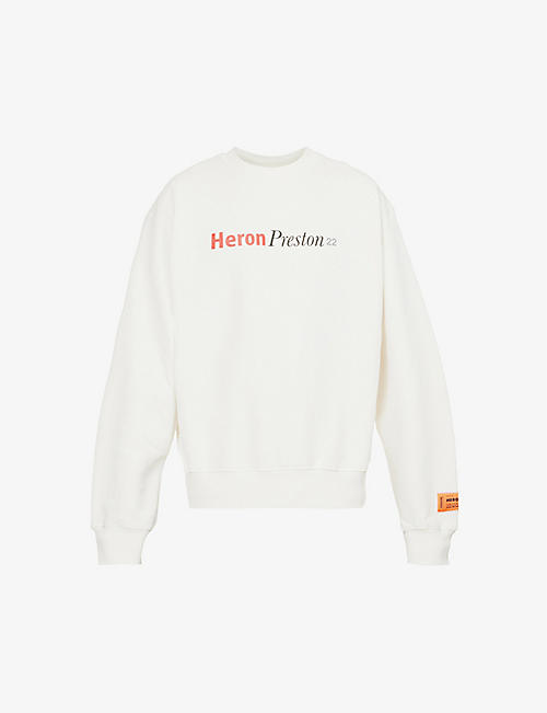 HERON PRESTON: Multi Heron Censored graphic-print relaxed-fit cotton-jersey sweatshirt