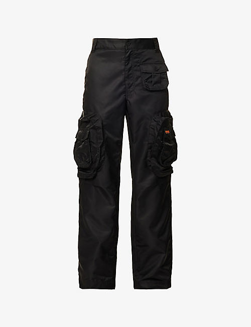 HERON PRESTON: Multi-pocket brand-patch regular-fit straight-leg woven cargo trousers